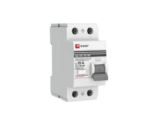 Выключатель дифференциального тока УЗО EKF 2п 25А 30мА АС PROxima elcb-2-25-30-em-pro 2911364 