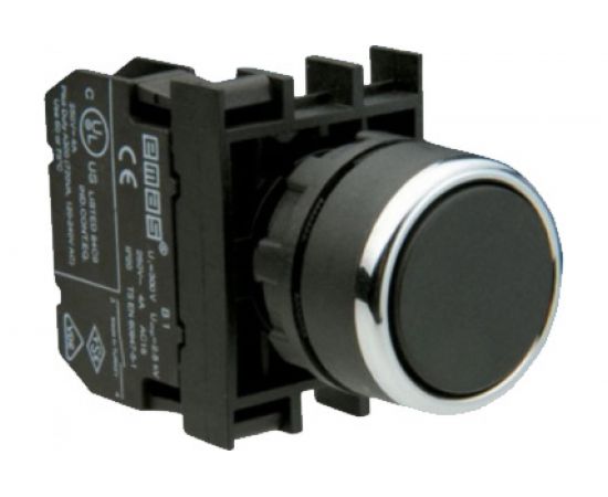 Нажимная кнопка Emas серия B, круглая, чёрная, 1НО+1НЗ, 250 В AC, 4 А, 10 шт. B102DH 