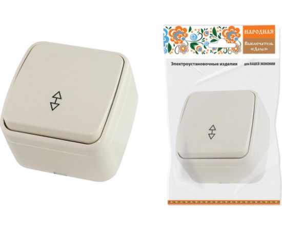 1-клавишный переключатель на 2 направления TDM открытой установки IP20 10А, слоновая кость Дача Народная SQ1824-0016 