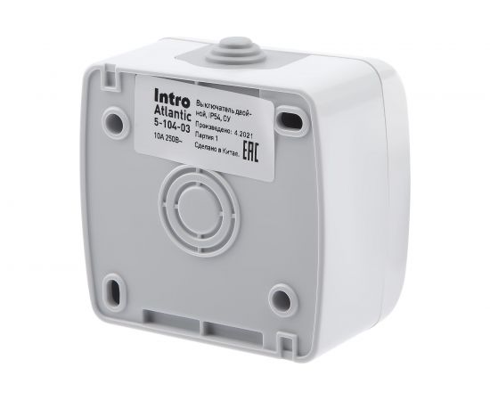 Выключатель Intro Atlantic 5-104-03 двойной 10А-250В IP54 открытой установки серый Б0050943 – изображение 2