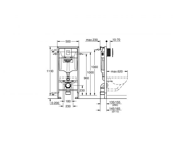 Инсталляция для подвесного унитаза GROHE Rapid SL 4 в 1 38775001 – изображение 2