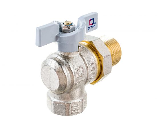 Шаровой угловой кран для воды СТМ СТАНДАРТ 3/4"", с накидной гайкой, бабочка CWALM034 – изображение 2