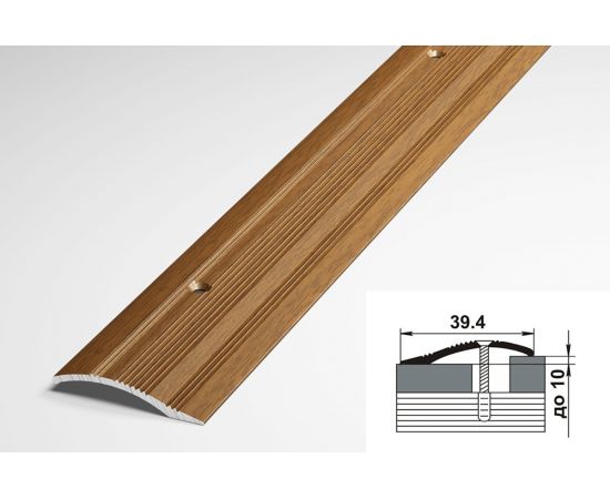 Порог разноуровневый алюминиевый декоративный (39,4 мм, 1,35 м, Орех) ЛУКА 00000002193 – изображение 2