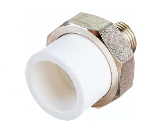 Комбинированная муфта СТМ ПЛАСТ PP-R, разъемная, с наружной резьбой, DN 25х1/2"" CPRM2512 – изображение 3