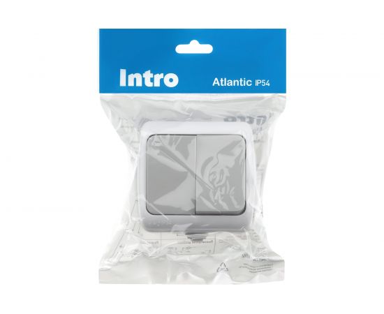 Выключатель Intro Atlantic 5-104-03 двойной 10А-250В IP54 открытой установки серый Б0050943 – изображение 4