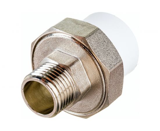 Комбинированная муфта СТМ ПЛАСТ PP-R, разъемная, с наружной резьбой, DN 25х1/2"" CPRM2512 – изображение 4