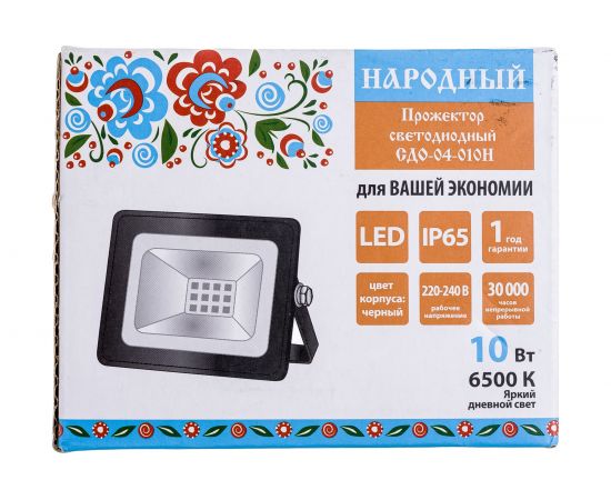 Светодиодный прожектор TDM СДО-04-010Н 10 Вт, 6500 К, IP65, черный, Народный SQ0336-0260 – изображение 6