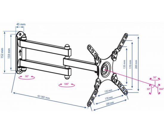 TV кронштейн Kromax DIX 14 black 20263 – изображение 6