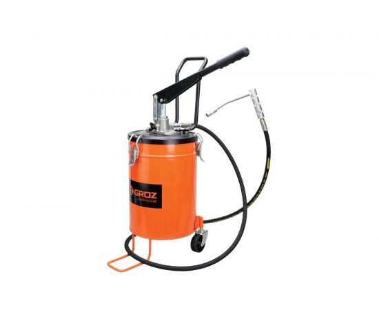 Ручной нагнетатель смазки Groz VGP-15 GR44292 275 атм, емкость 15 кг.,переносной,4-9 гр/ход. 