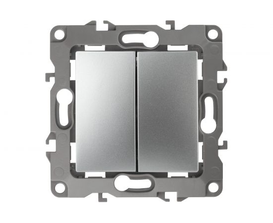 Двойной выключатель ЭРА 12-1004-03 10АХ-250В, IP20, без м.лапок, 12, алюминий Б0014653 