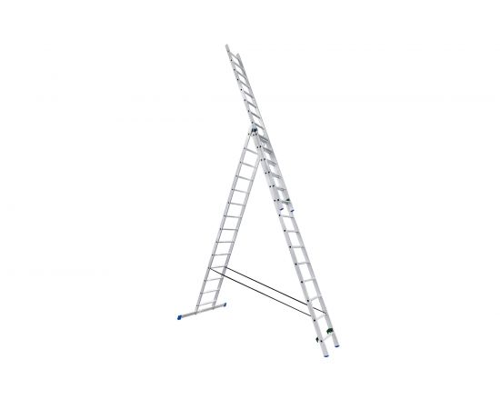Алюминиевая трехсекционная лестница Евродизайн 14 ступеней LS314 