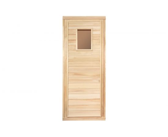 Глухая дверь со стеклом Банные Штучки Класс Б липа, 1.7х0.7 м, коробка из липы 34021 