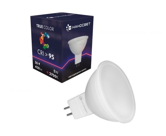 Светодиодная лампа Наносвет LH-MR16-50/GU5.3/927, 5Вт, GU5.3, 450Лм, 2700K, Ra>95, L010 