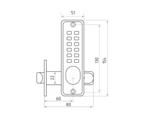 Кодовый замок НОРА-М 201 с фикс. ст.медь 7324 – изображение 2