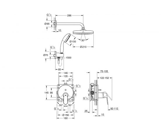 Grohe Eurosmart Cosmopolitan Набор для комплектации душа: смеситель 1-рычажный для ванны / 25219001 – изображение 2