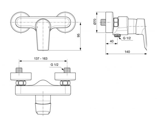 Смеситель для душа Ideal Standard TESI одноручный A6581AA – изображение 2