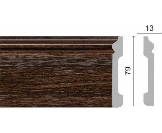 Напольный плинтус Decor-Dizayn ударопрочный, влагостойкий, темный орех, 79х13х2400 мм 005-73SH – изображение 2