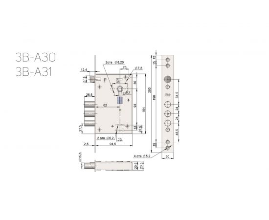 Дверной сувальдный замок CRIT ЗВ-А30-4П Хп 03766 – изображение 3