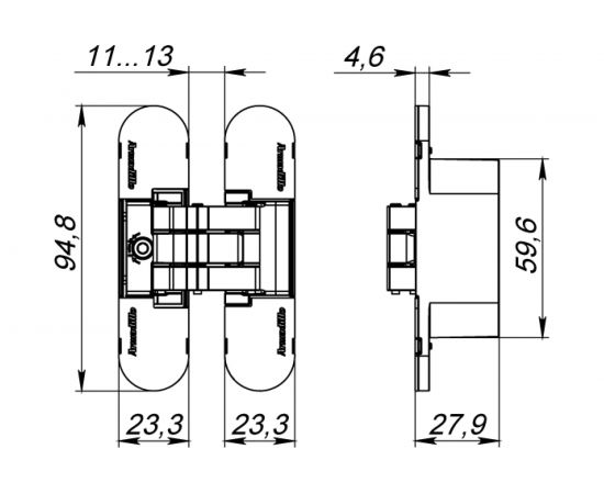 Петля скрытой установки с 3D-регулировкой ARMADILLO 9540UN3D CP Хром 38663 – изображение 3