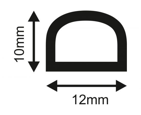 Уплотнитель VETTORE профиль D 10x12 мм, 50 м, Black черный 20368 – изображение 3