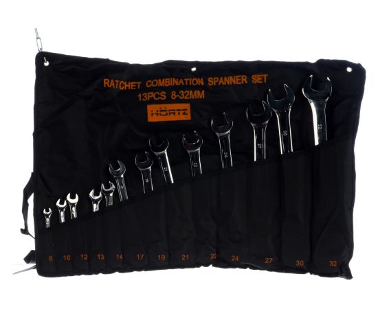 Набор комбинированных трещоточных ключей HORTZ 13шт. 8-32 хром HOR 119734 – изображение 4