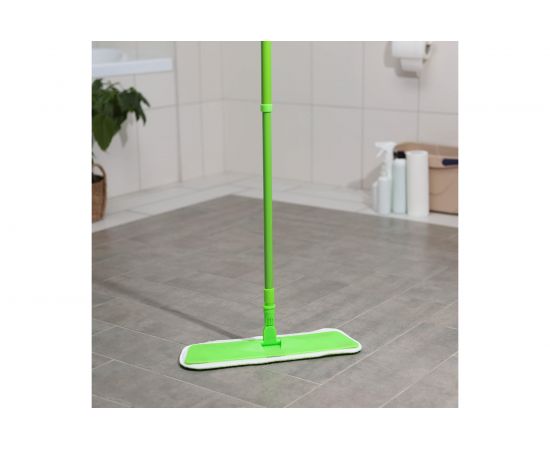 Плоская швабра Доляна телескопический окрашенный черенок, насадка на липучке микрофибра 40х14х80 120 см 5308311 
