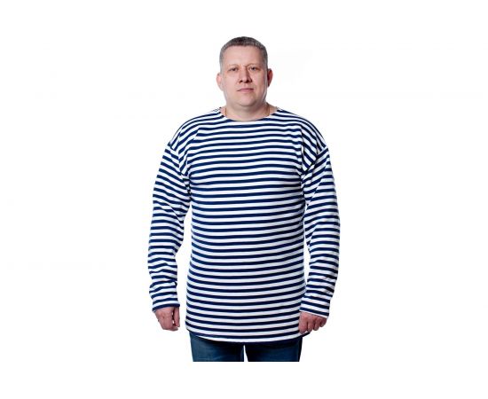 Тельняшка с начесом и длинным рукавом БЕРТА хлопок, синяя полоса 702c-52-54 