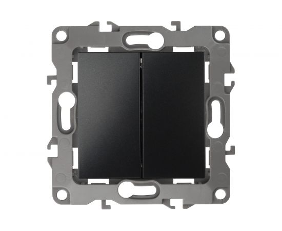 Двойной выключатель ЭРА 12-1104-05 10АХ-250В, IP20, антрацит Б0014649 