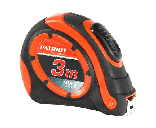 Рулетка PATRIOT MTA-3, автостоп, ударопрочный корпус, обрезиненная, 3м 350005033 