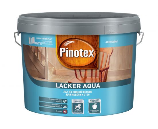 Лак PINOTEX LACKER AQUA 70 на водной основе для мебели и стен, д/вн.работ, глянцевый 9л 5299300 