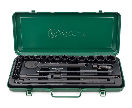 Комплект 6-гранных головок 8-32мм, 24шт Hans BLACK 4625M – изображение 2