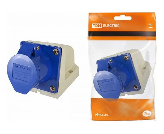 Стационарная розетка 113 TDM 2Р+РЕ 16А 220В IP44 SQ0602-0001 – изображение 2