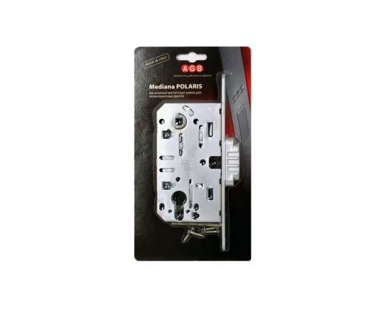 Замок AGB межк. магнит. под цил. MEDIANA POLARIS B06103.50.34.567 с отв. пл. B02402.05 мат хр 25589 – изображение 3