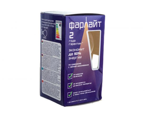 Нитевидная лампа Фарлайт прозрачная груша А60 9Вт 2700К Е27 FAR000039 – изображение 4