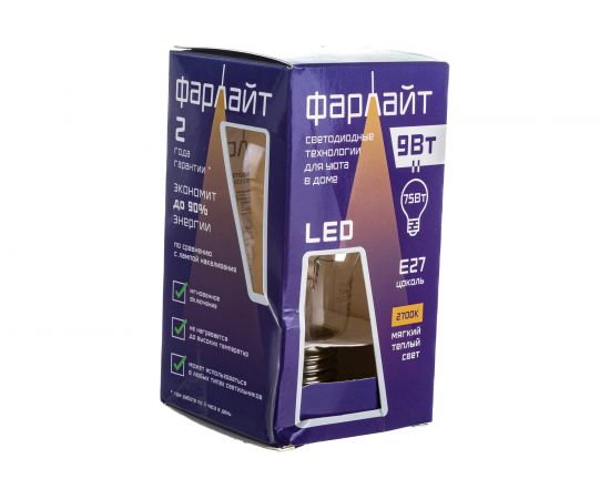 Нитевидная лампа Фарлайт прозрачная груша А60 9Вт 2700К Е27 FAR000039 – изображение 5