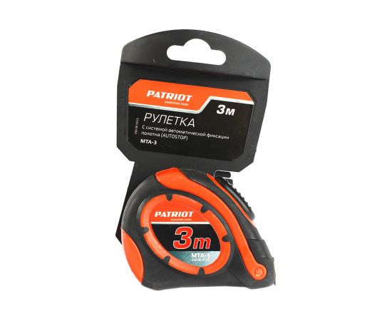 Рулетка PATRIOT MTA-3, автостоп, ударопрочный корпус, обрезиненная, 3м 350005033 – изображение 5