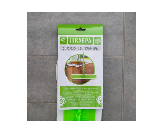 Плоская швабра Доляна телескопический окрашенный черенок, насадка на липучке микрофибра 40х14х80 120 см 5308311 – изображение 9