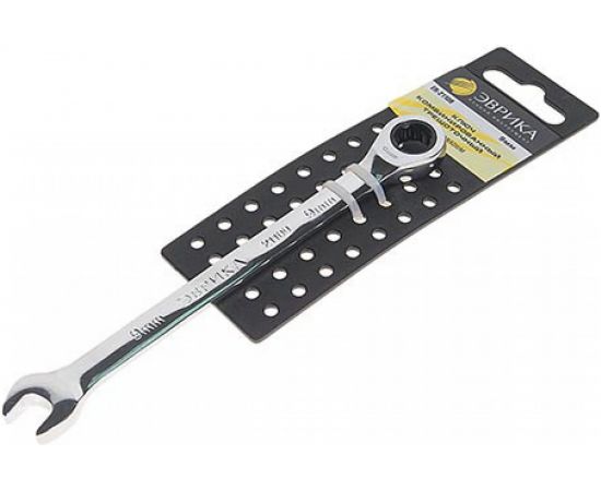 Комбинированный трещоточный ключ 9мм на держателе ЭВРИКА ER-21109H 