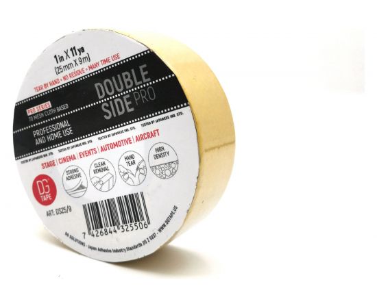Двухсторонняя тканевая клейкая лента DGTAPE DoubleSide 25 мм х 9 м DS25/9 