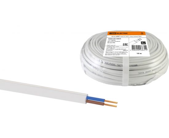 Шнур TDM ШВВП 2х0,75 ГОСТ 10м, белый SQ0120-0004 