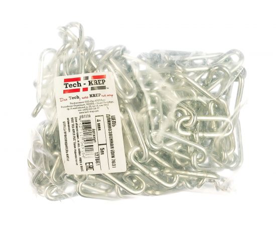 Длиннозвенная цепь Tech-Krep DIN763 4мм упак. 5м - накл. 127861 