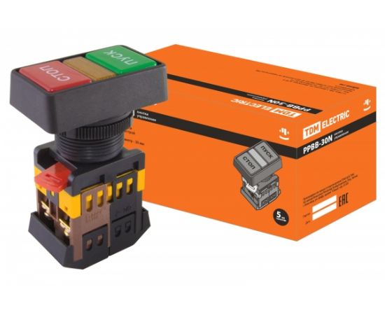 Кнопка TDM РPВВ-30N, Пуск-Стоп, d30мм, неон/230В, 1з 1р SQ0704-0027 