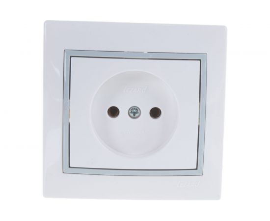 Розетка Lezard MIRA без заземления, керамика, белый с серой вставкой 701-0215-121 