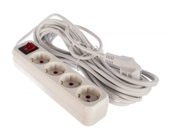 Удлинитель Lezard LILA, с заземлением, 4 входа, 10 метров, с выключателем 720-0410-402 