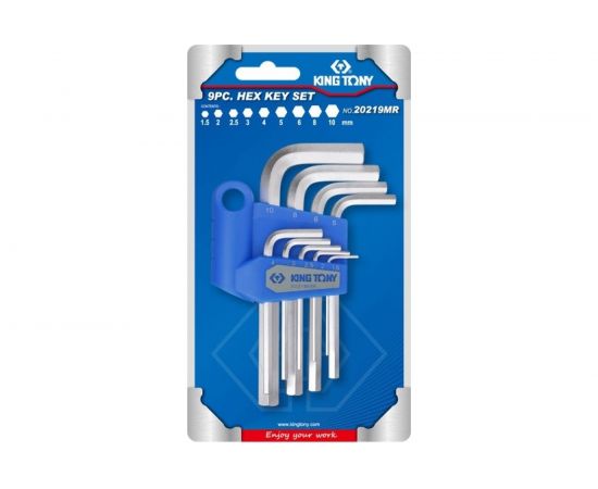 Набор Г-образных шестигранников 1.5-10мм, 9шт KING TONY 20219MR 