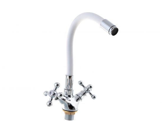 Смеситель для кухни LEDEME гибкий шланг, крест, белый, L1319-3 65842 