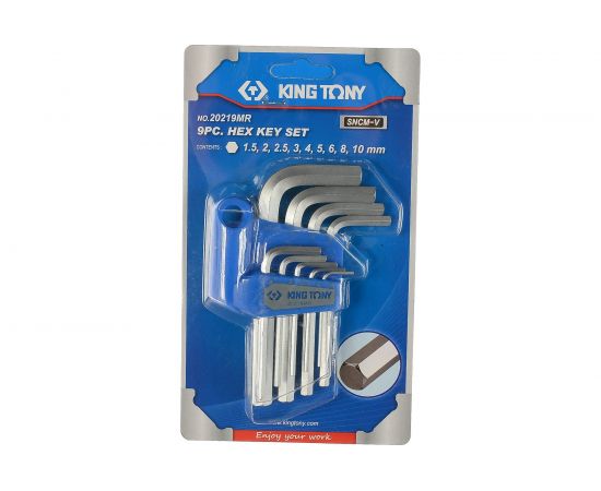 Набор Г-образных шестигранников 1.5-10мм, 9шт KING TONY 20219MR – изображение 2