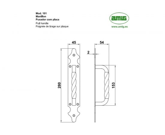 Ручка-скоба дверная Amig чёрная 101-280x45x2 – изображение 2