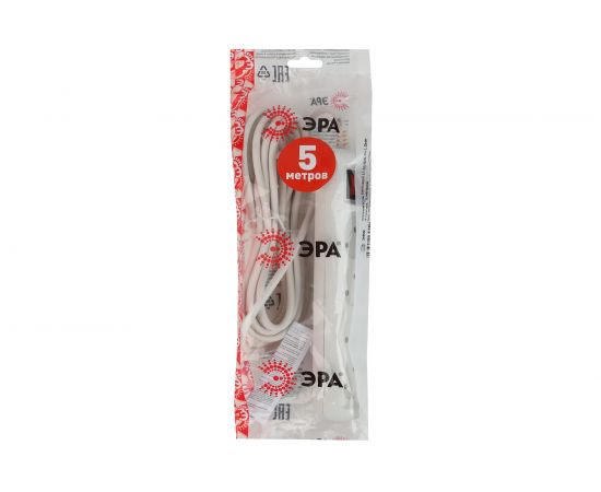 Удлинитель ЭРА U-4s-5m-2x1 без заземления, с выключателем, 4 гнезда, 5 метров, ПВС, 2х1мм2, 10А, 20/720 Б0044054 – изображение 2