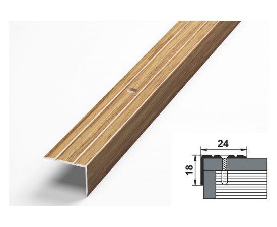 Порог угловой алюминиевый (24х18 мм; 0.9 м; декоративный; дуб универсал) Лука 00000001505 – изображение 2